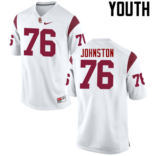 Youth #76 Clayton Johnston USC Trojans College Football Jerseys-White